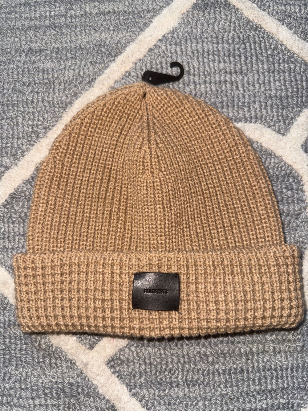 AllSaints Angled Stitch Wool Blend Beanie Tan NWOT